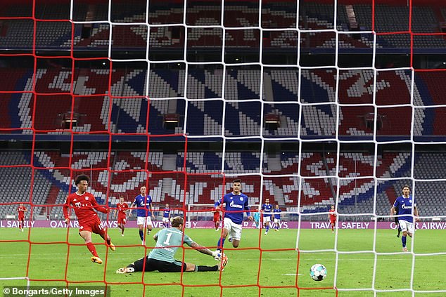 The £44m summer signing broke clear to score Bayern's seventh goal at the Allianz Arena