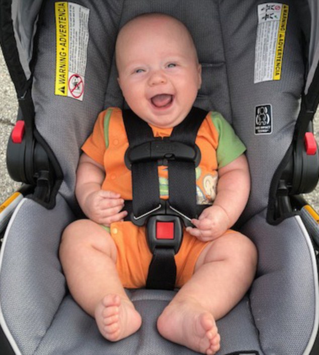Despite the rocky start of Cooper's life, the now six-month-old (pictured) is doing well. He weighs about 18 pounds - the average weight of a baby his age - and he appears to be hitting all his developmental milestones