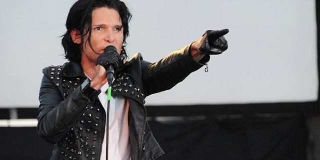 Corey Feldman addressed a crowd Monday after technical difficulties caused a delay in the premiere of his documentary.