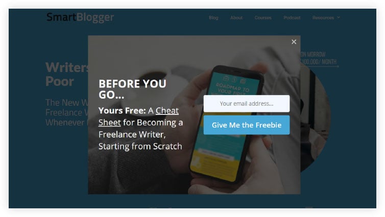 example of an exit pop up opt in form